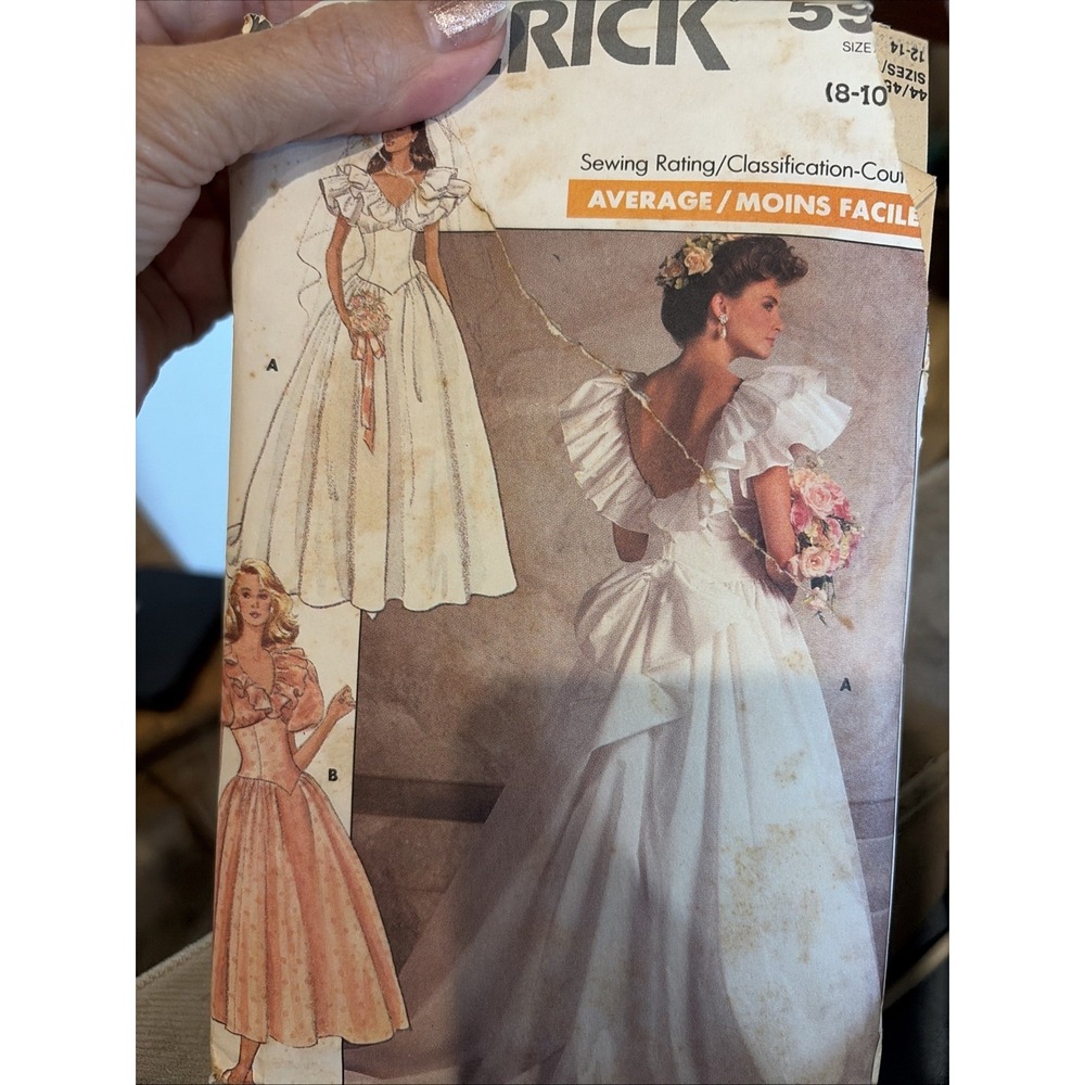 Vintage Butterick 5991 Wedding Dress Sewing Pattern Szs 8-12 Uncut FF Victorian